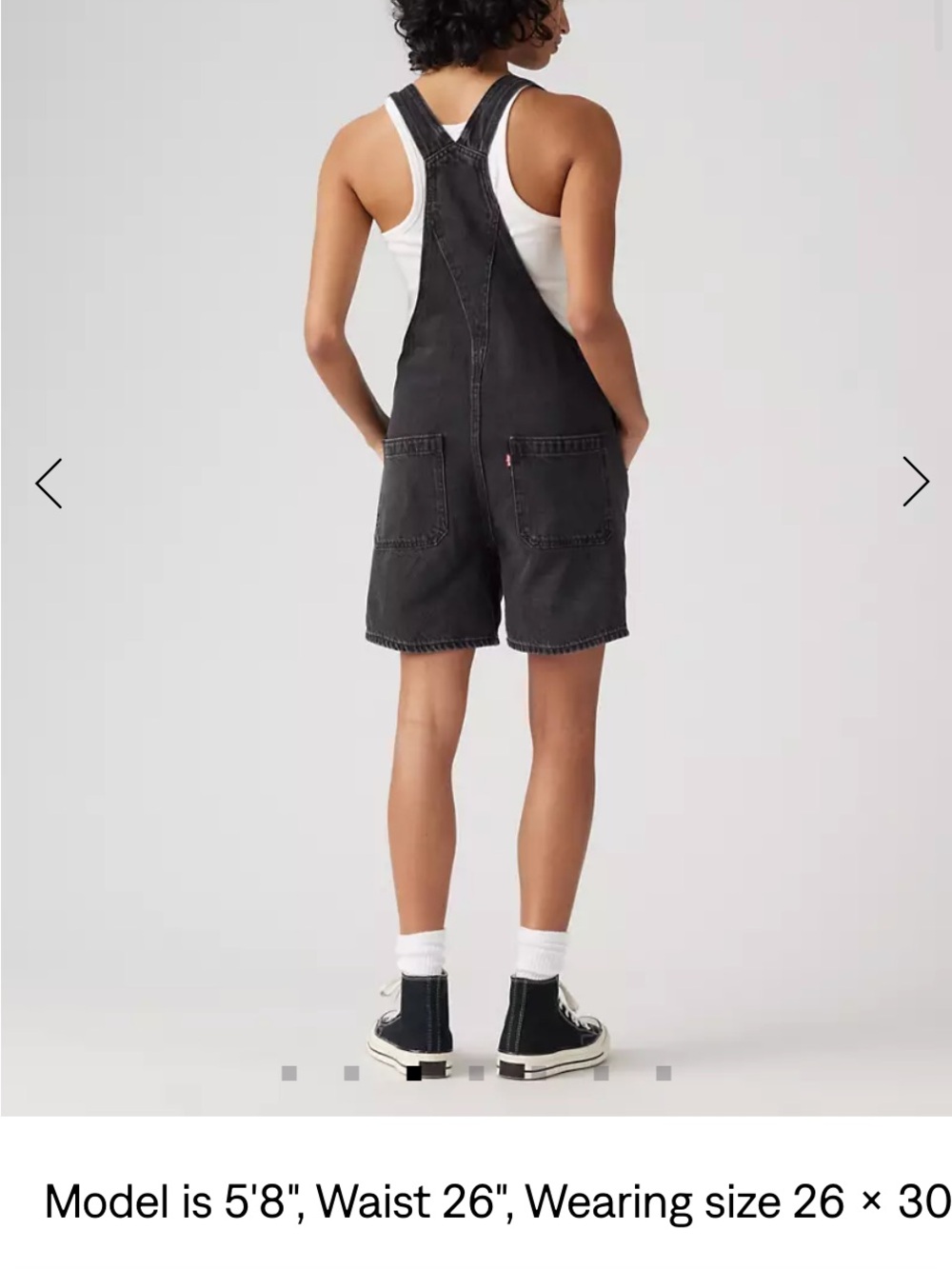 Levi's Utility Lightweight Shortalls Washed Black Denim Short Overalls - Picture 2 of 2